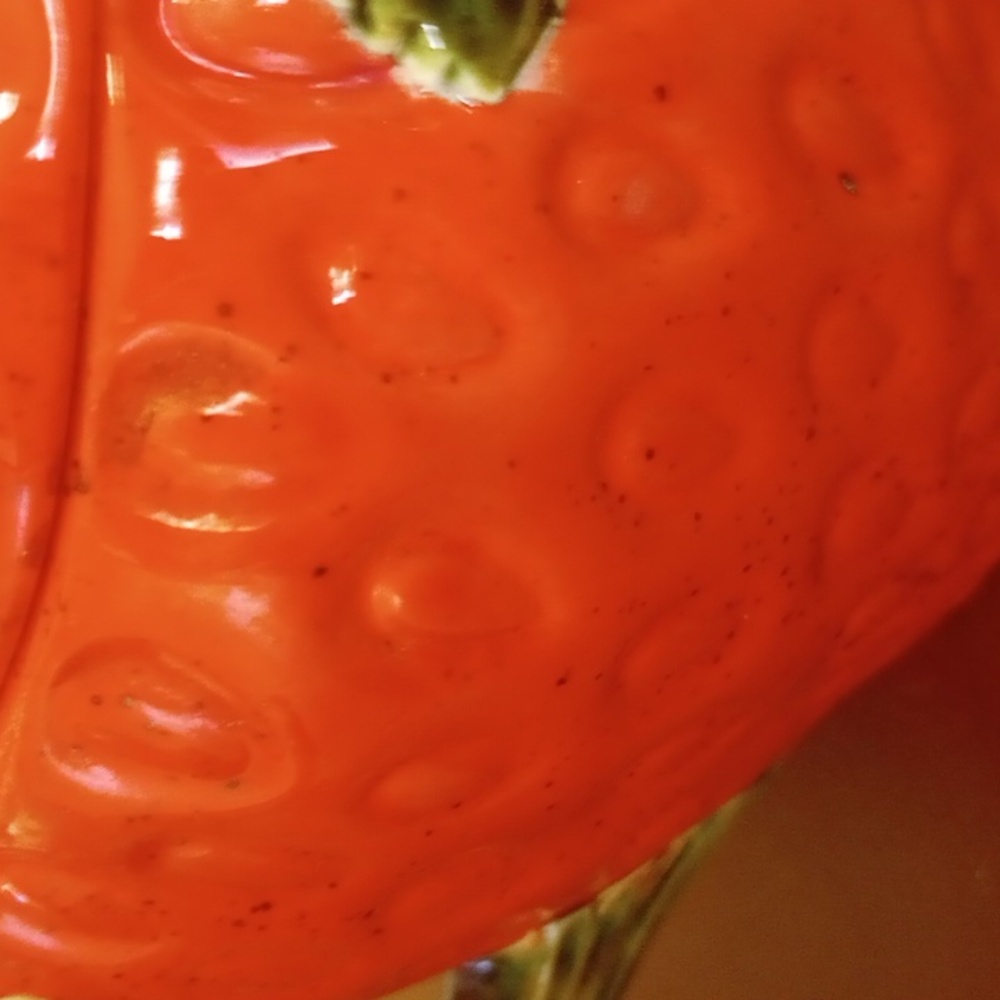 Vintage Painted Ceramic Red & Green Strawberry Sugar Bowl & Creamer Set - Picture 8 of 12